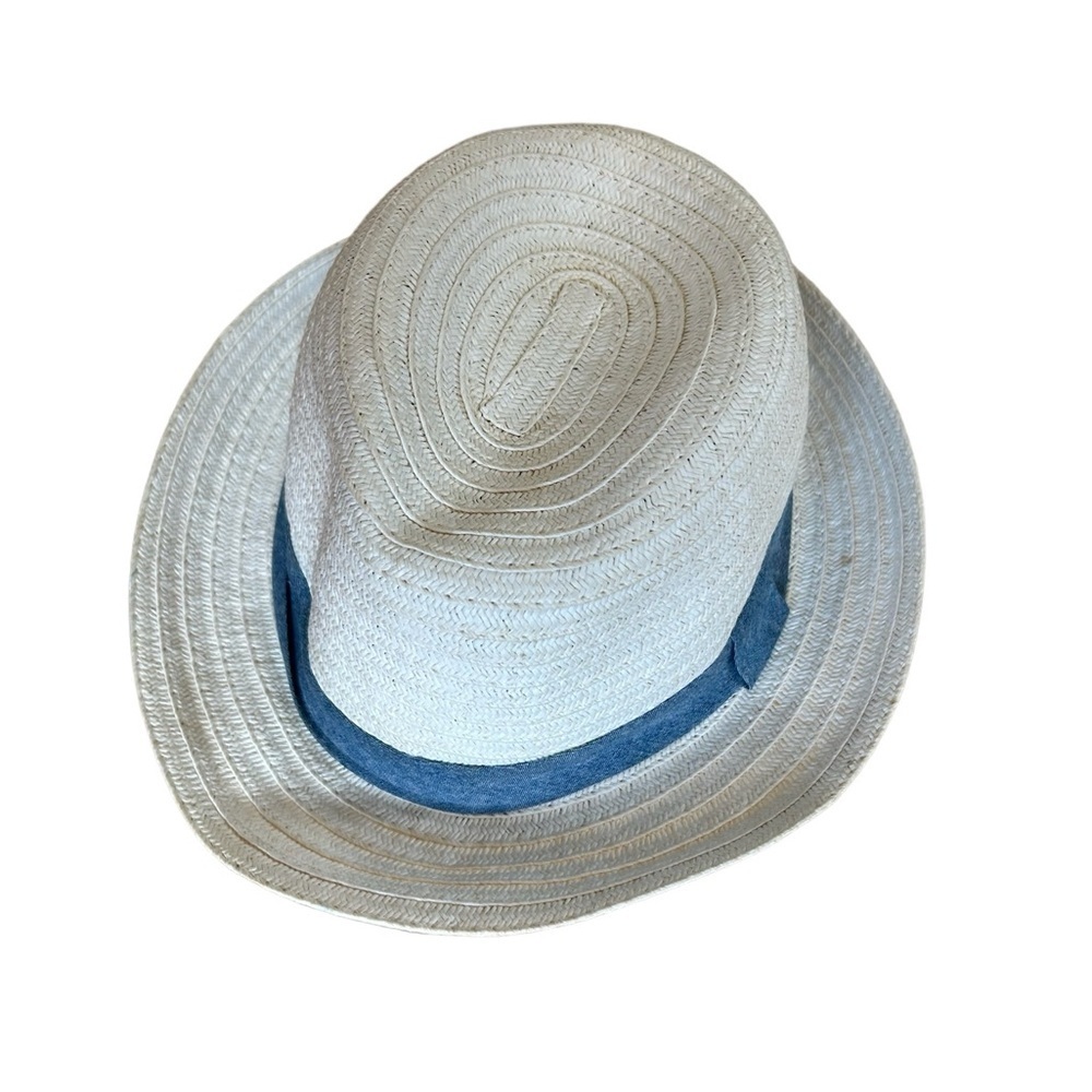 H&M Straw Hat Cream Blue Band Size Medium